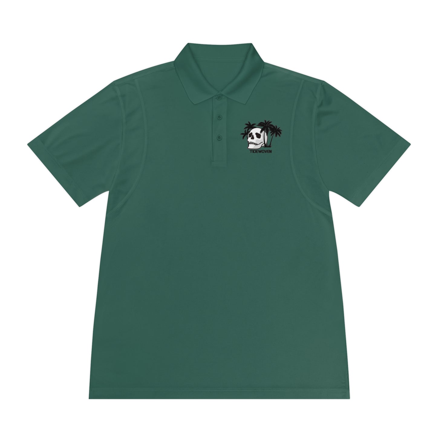 Men's Sport Polo Shirt with Skull and Palm Trees - Beach Vibes, Casual Wear, Gift for Him, Summer Style, Trendy Attire