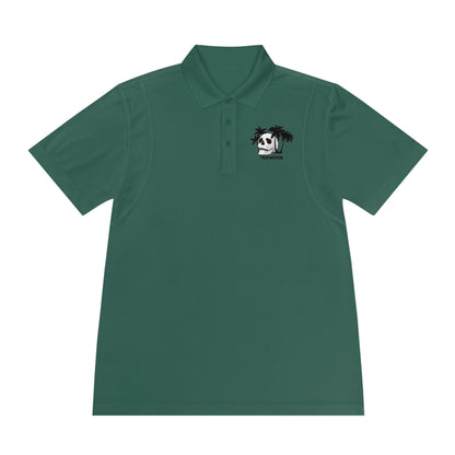 Men's Sport Polo Shirt with Skull and Palm Trees - Beach Vibes, Casual Wear, Gift for Him, Summer Style, Trendy Attire