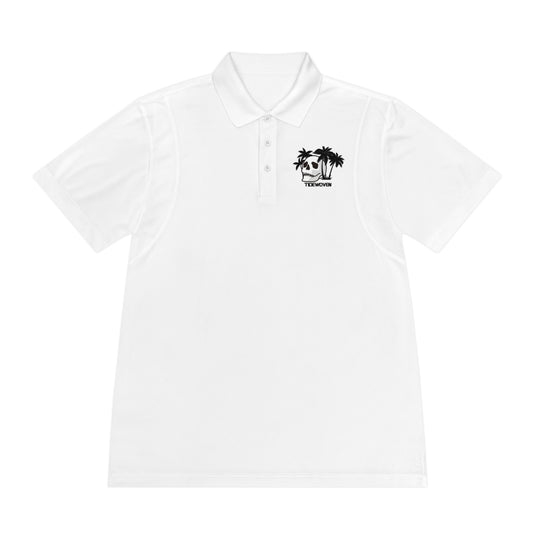 Men's Sport Polo Shirt with Skull and Palm Trees - Beach Vibes, Casual Wear, Gift for Him, Summer Style, Trendy Attire