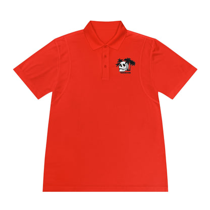 Men's Sport Polo Shirt with Skull and Palm Trees - Beach Vibes, Casual Wear, Gift for Him, Summer Style, Trendy Attire
