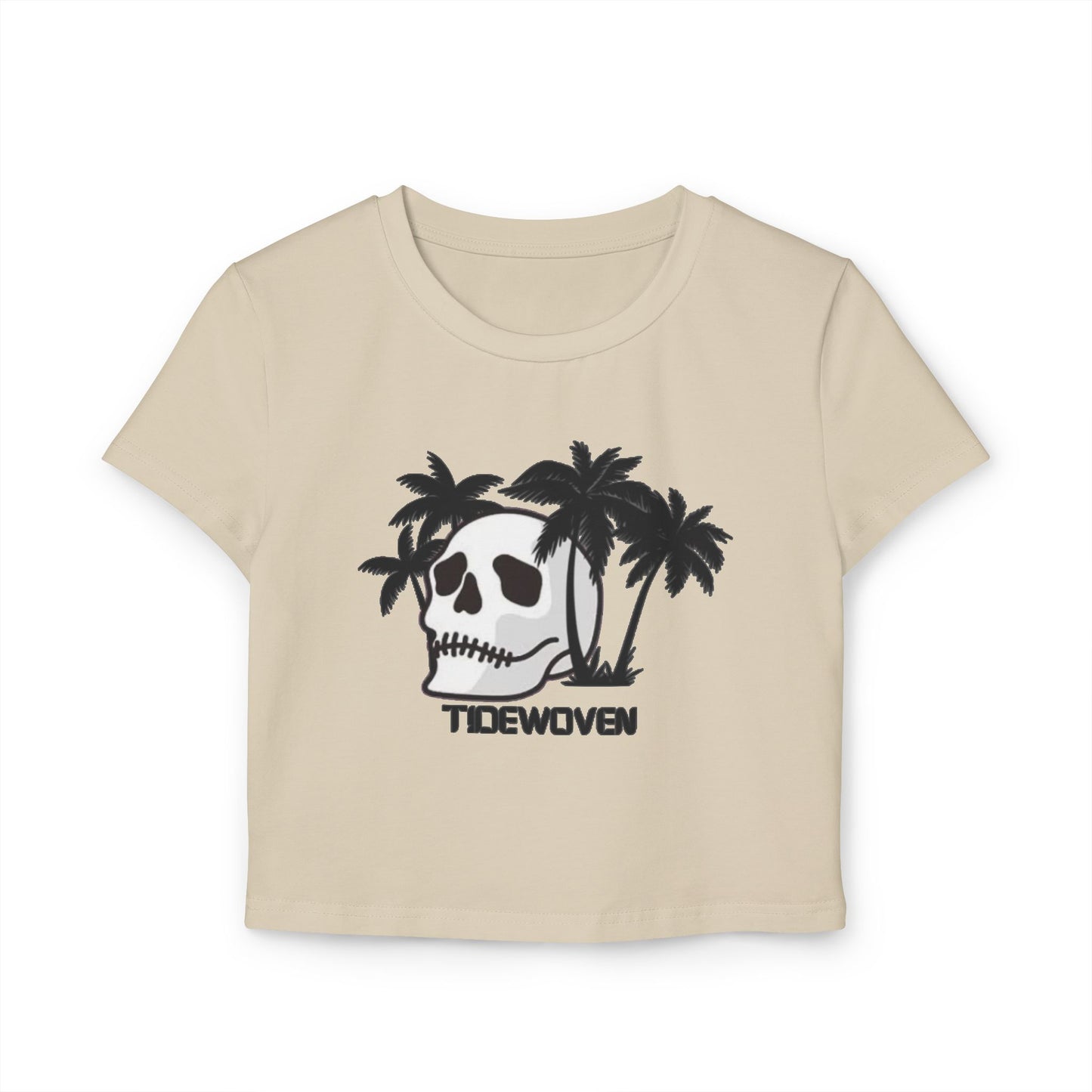 Tropical Skull Women's Baby Tee, Edgy Summer Top, Casual Graphic Tee, Beachwear, Festival Shirt, Unique Gift Idea