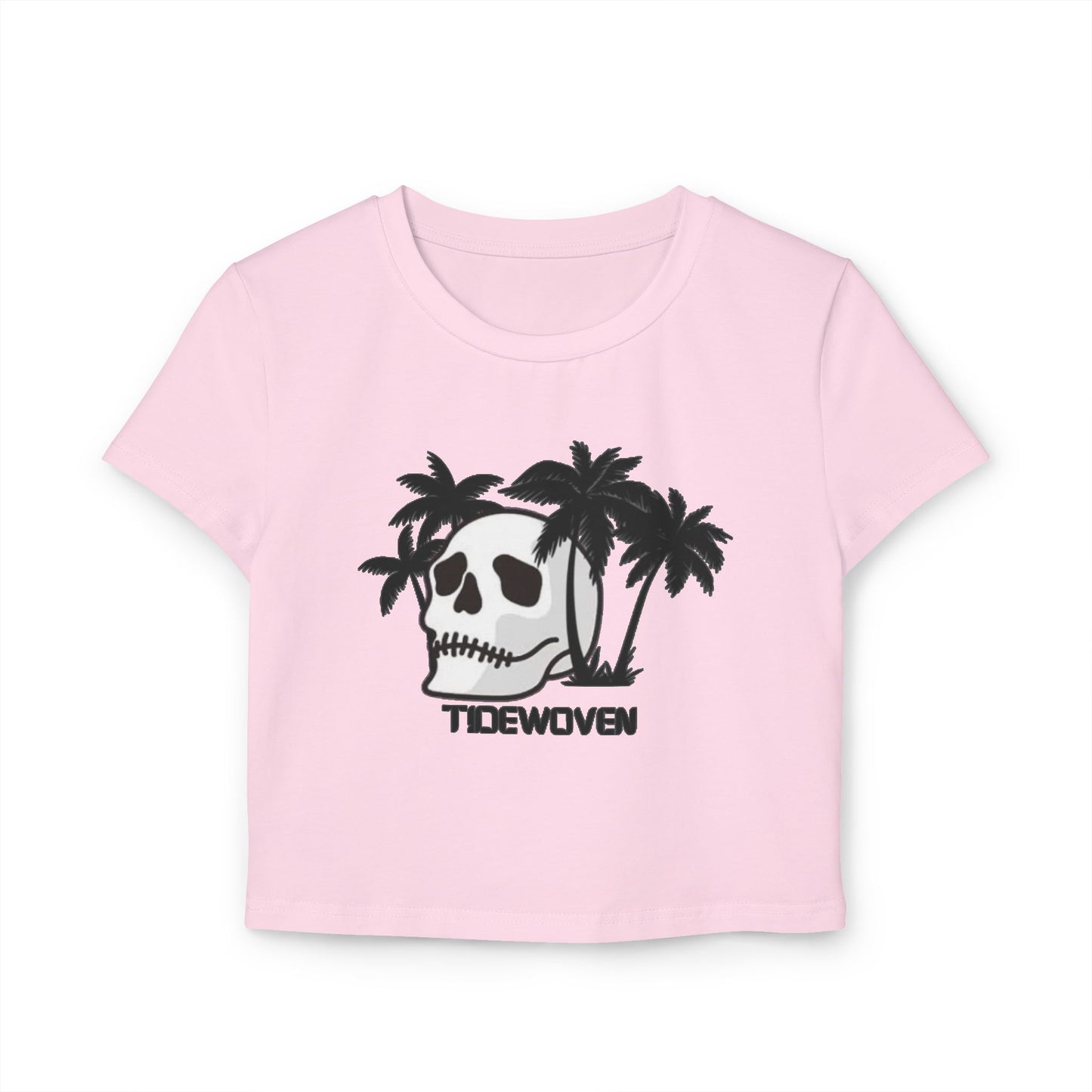 Tropical Skull Women's Baby Tee, Edgy Summer Top, Casual Graphic Tee, Beachwear, Festival Shirt, Unique Gift Idea