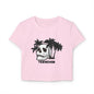 Tropical Skull Women's Baby Tee, Edgy Summer Top, Casual Graphic Tee, Beachwear, Festival Shirt, Unique Gift Idea