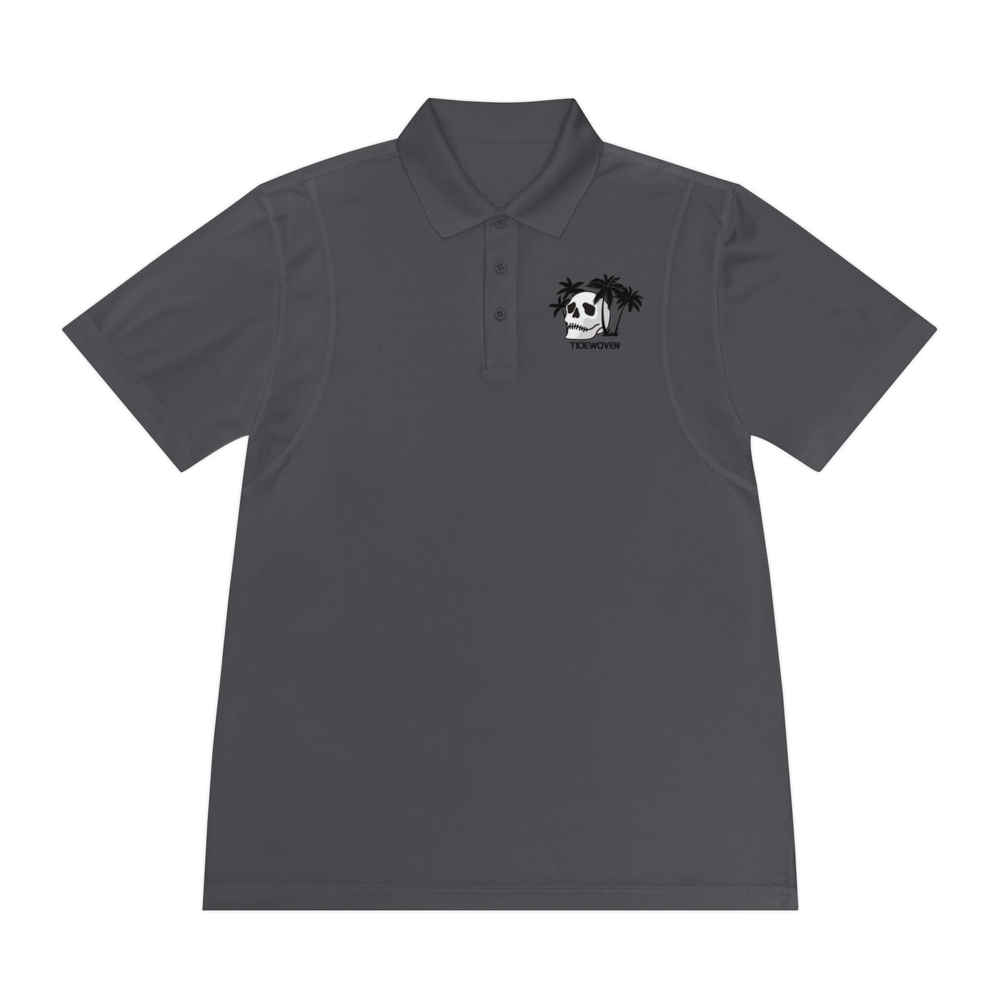 Men's Sport Polo Shirt with Skull and Palm Trees - Beach Vibes, Casual Wear, Gift for Him, Summer Style, Trendy Attire