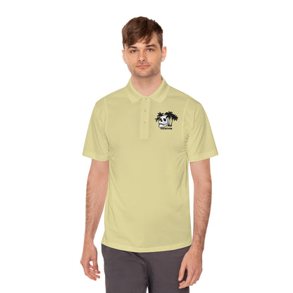 Men's Sport Polo Shirt with Skull and Palm Trees - Beach Vibes, Casual Wear, Gift for Him, Summer Style, Trendy Attire