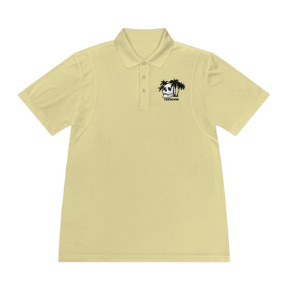 Men's Sport Polo Shirt with Skull and Palm Trees - Beach Vibes, Casual Wear, Gift for Him, Summer Style, Trendy Attire