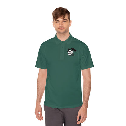 Men's Sport Polo Shirt with Skull and Palm Trees - Beach Vibes, Casual Wear, Gift for Him, Summer Style, Trendy Attire