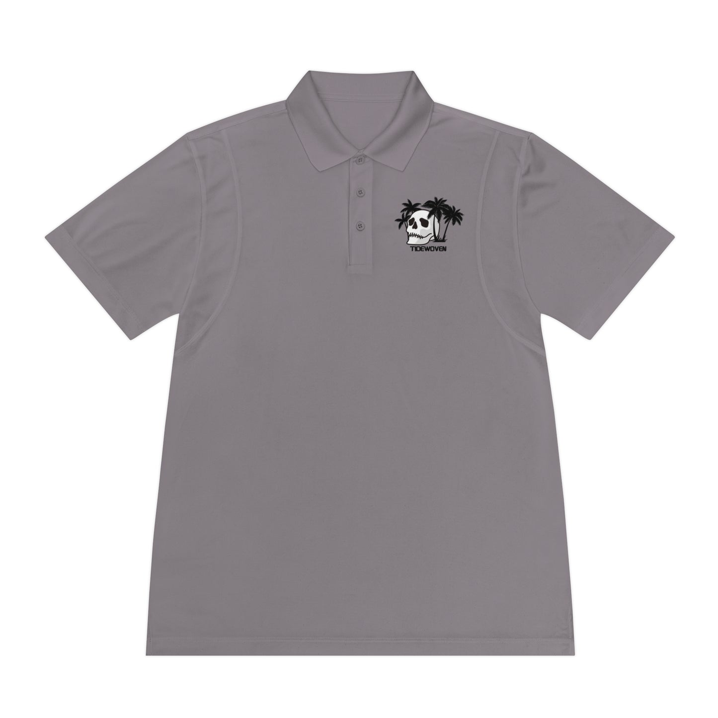 Men's Sport Polo Shirt with Skull and Palm Trees - Beach Vibes, Casual Wear, Gift for Him, Summer Style, Trendy Attire
