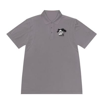Men's Sport Polo Shirt with Skull and Palm Trees - Beach Vibes, Casual Wear, Gift for Him, Summer Style, Trendy Attire