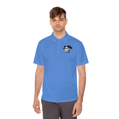 Men's Sport Polo Shirt with Skull and Palm Trees - Beach Vibes, Casual Wear, Gift for Him, Summer Style, Trendy Attire