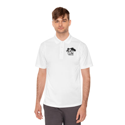 Men's Sport Polo Shirt with Skull and Palm Trees - Beach Vibes, Casual Wear, Gift for Him, Summer Style, Trendy Attire