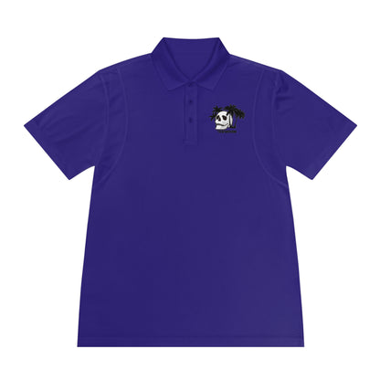 Men's Sport Polo Shirt with Skull and Palm Trees - Beach Vibes, Casual Wear, Gift for Him, Summer Style, Trendy Attire