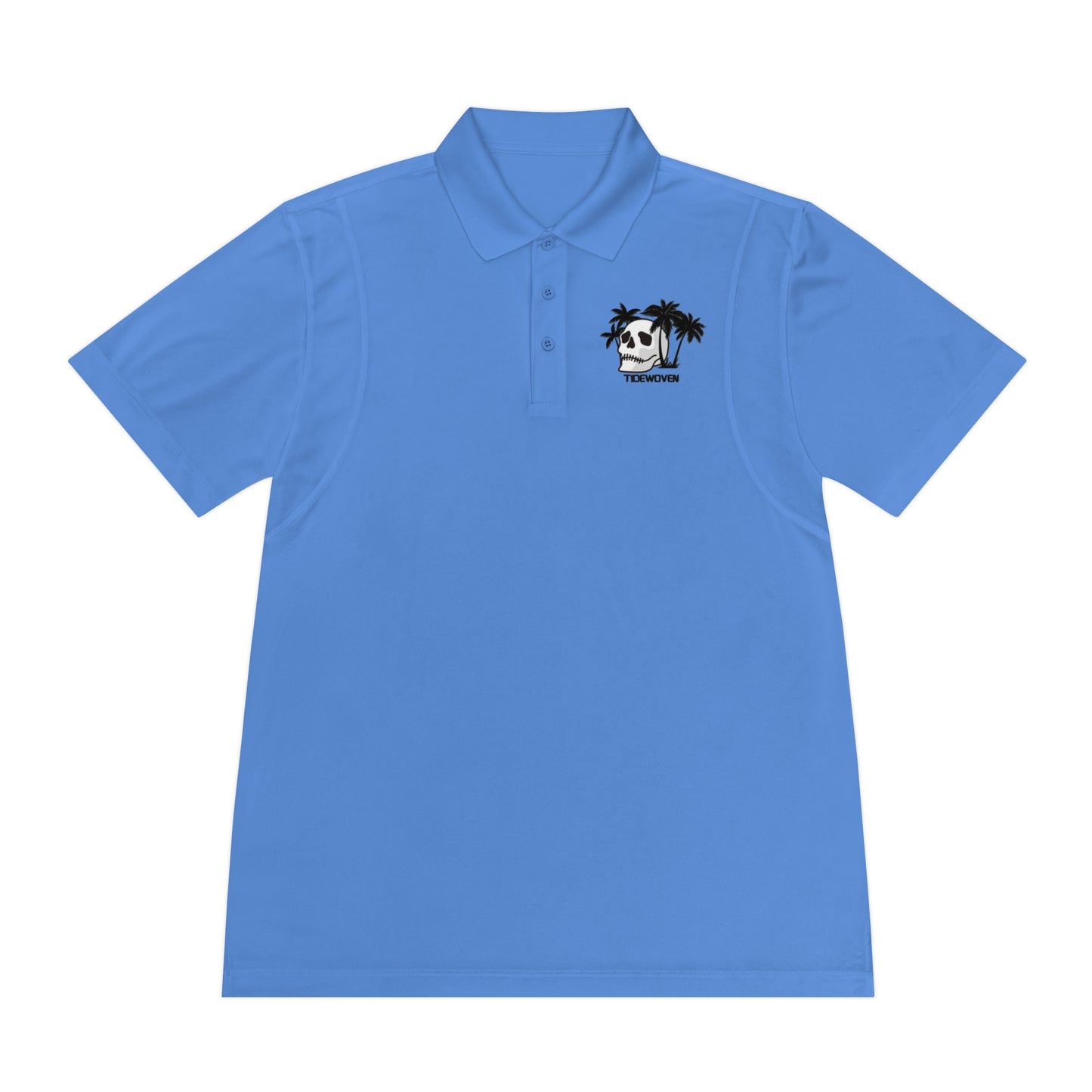Men's Sport Polo Shirt with Skull and Palm Trees - Beach Vibes, Casual Wear, Gift for Him, Summer Style, Trendy Attire