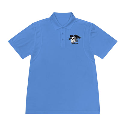 Men's Sport Polo Shirt with Skull and Palm Trees - Beach Vibes, Casual Wear, Gift for Him, Summer Style, Trendy Attire