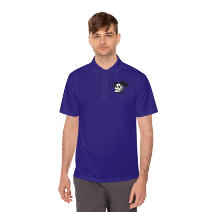 Men's Sport Polo Shirt with Skull and Palm Trees - Beach Vibes, Casual Wear, Gift for Him, Summer Style, Trendy Attire